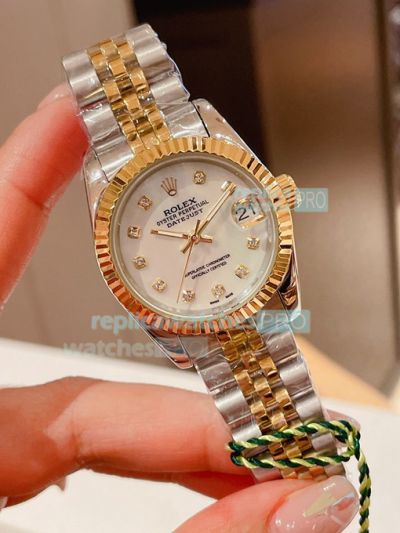 Copy Rolex Jubilee Datejust Two Tone White MOP Dial 31mm Womens Watch